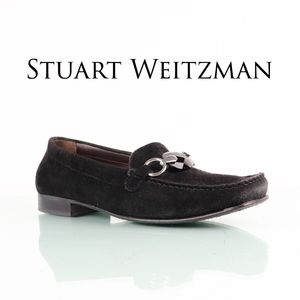 Stuart Weitzman | Black Suede Horse Bit Loafers
